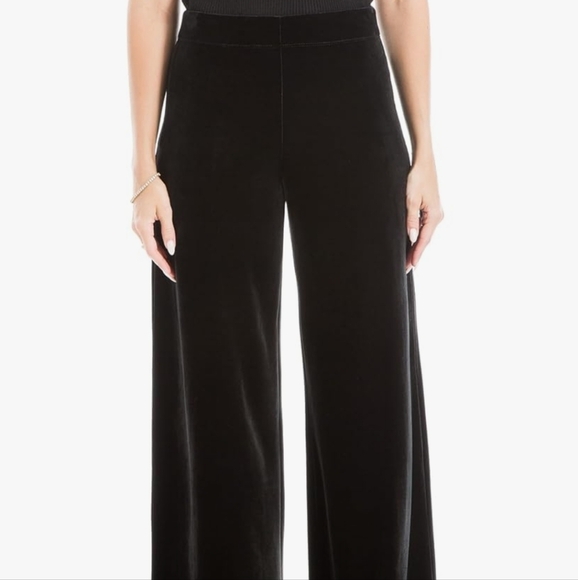 Max Studio ponte velvet Elastic Elegant Black Wide-Leg Pants office work XL - Picture 1 of 10